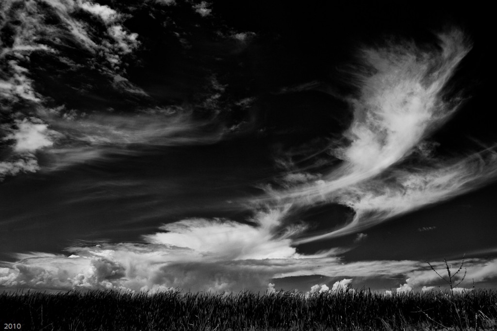 Clouds, sky, black and white