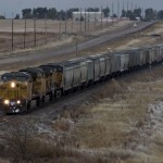 Eastbound grain train at Mesa, Limon Subdivision