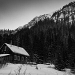 Saints John, cabin, black and white