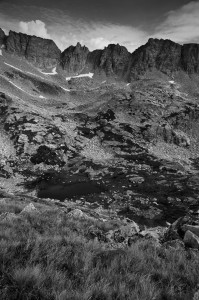 Indian peaks, black and white