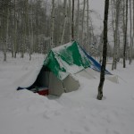 This is the small tent, made even smaller by the 30" of snow on top of it. I was almost sure I was going to be buried