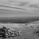 Downtown Denver to the east, and the rock pile that marks the top of Green Mountain