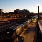 After a reverse move, No 6 backs down the passenger lead to the "Amshack", the temporary station while Union Station undergoes renovation.