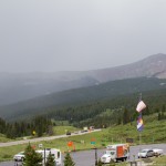 Vail Pass rest area looking east at the summer rain storm.