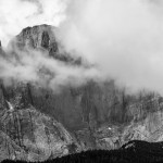 Longs Peak in the clouds.